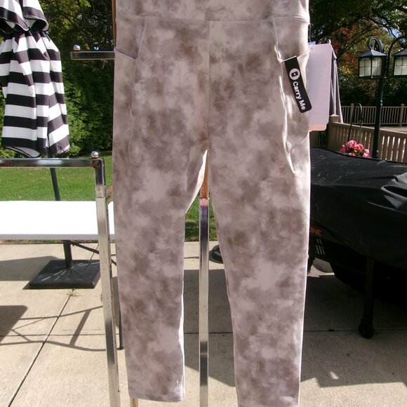 NWT GOTTEX BEIGE MARBLE ATHLETIC/YOGA PANTS S - Picture 1 of 1